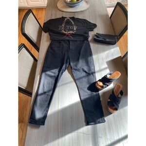 LOFT The Skinny Black High Rise Denim Jeans Womens Size 14 32 Waist